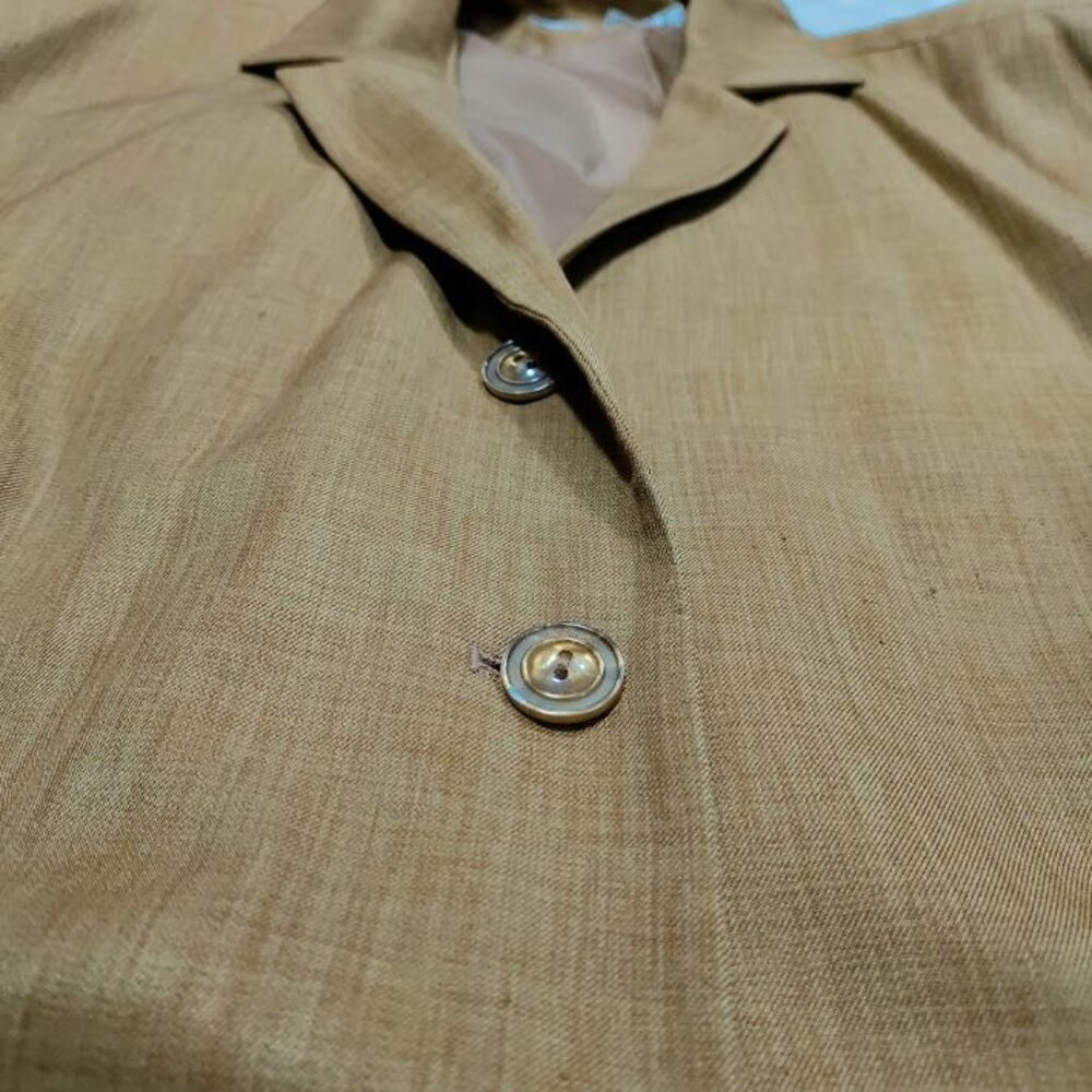 PRET A PORTER SUITS Stylish Tan Vintage Fully Lined Blazer & Pants Set Size 26W - Picture 6 of 16